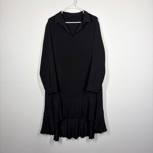 Ruti Black Pleated Hem Dress Size 3 or US Large